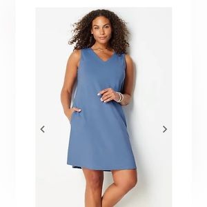 J Jill Wearever Collection V-neck A-line dress size Large Light Blue Hyacinth